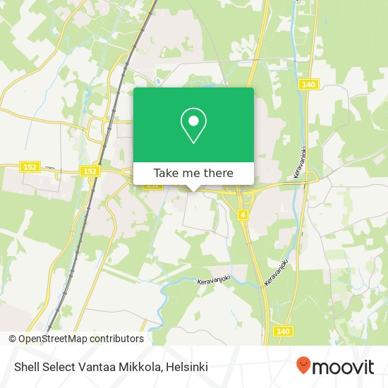 Shell Select Vantaa Mikkola map