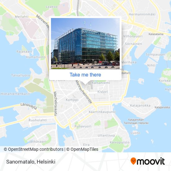 How to get to Sanomatalo in Helsinki by Bus, Train or Metro?