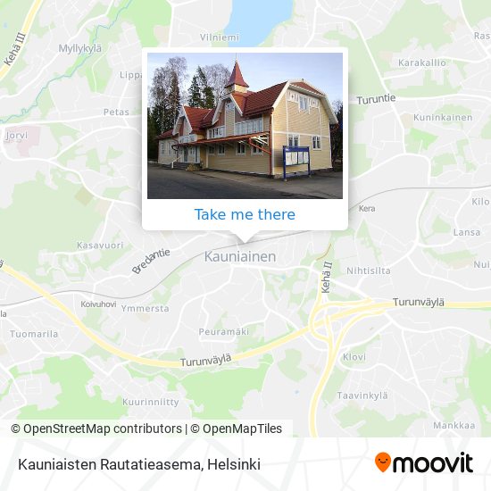 How to get to Kauniaisten Rautatieasema in Kauniainen by Bus or Train?
