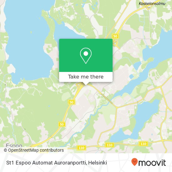St1 Espoo Automat Auroranportti map