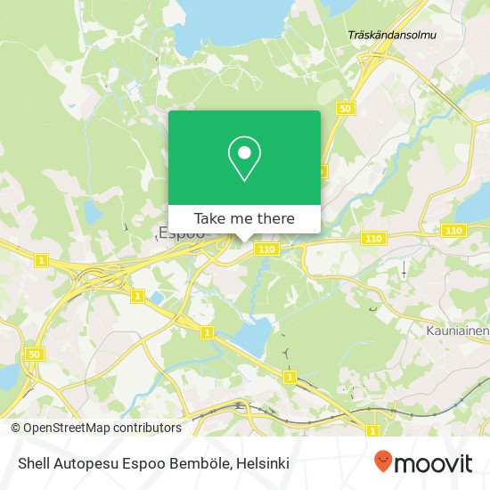 Shell Autopesu Espoo Bemböle map