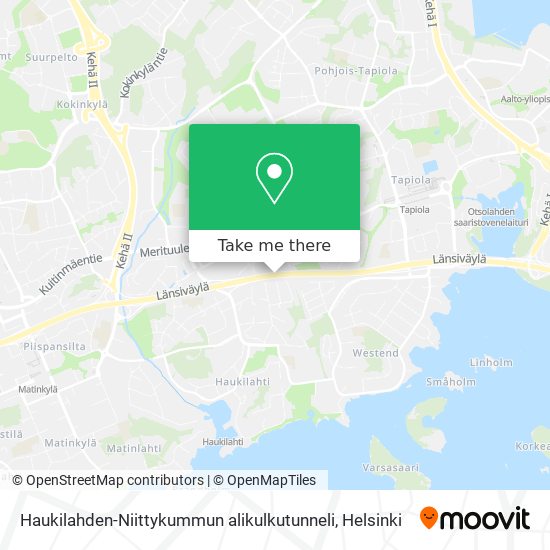 Haukilahden-Niittykummun alikulkutunneli map