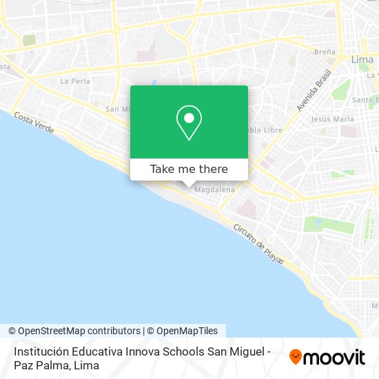 Institución Educativa Innova Schools San Miguel - Paz Palma map