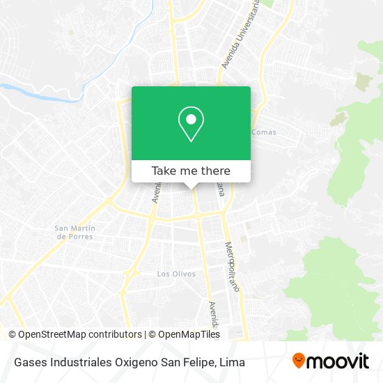 Mapa de Gases Industriales Oxigeno San Felipe