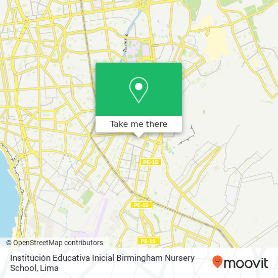 Mapa de Institución Educativa Inicial Birmingham Nursery School