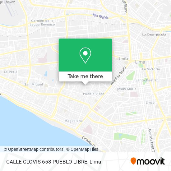 CALLE CLOVIS 658  PUEBLO LIBRE map