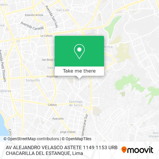 AV ALEJANDRO VELASCO ASTETE 1149 1153 URB CHACARILLA DEL ESTANQUE map
