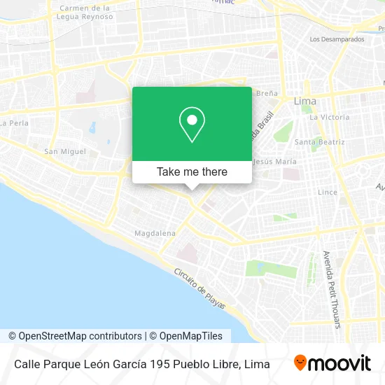 Mapa de Calle Parque León García 195  Pueblo Libre