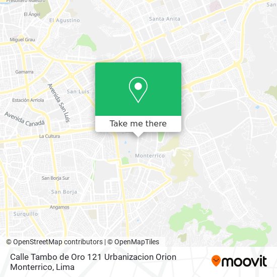 Calle Tambo de Oro 121  Urbanizacion Orion Monterrico map