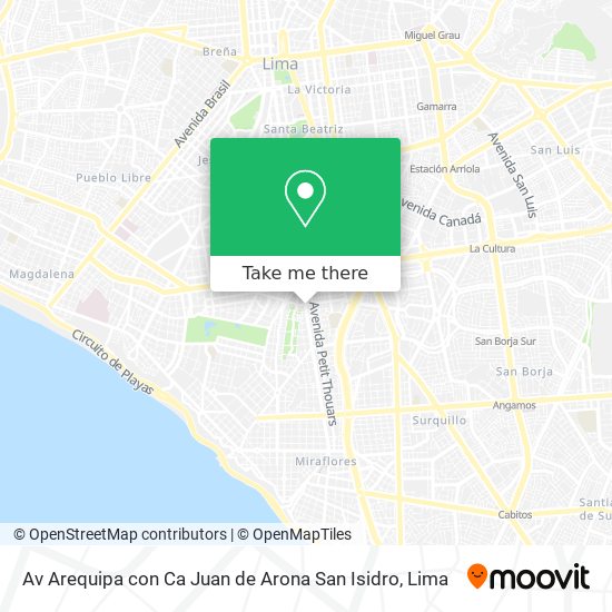 Mapa de Av  Arequipa con Ca  Juan de Arona   San Isidro