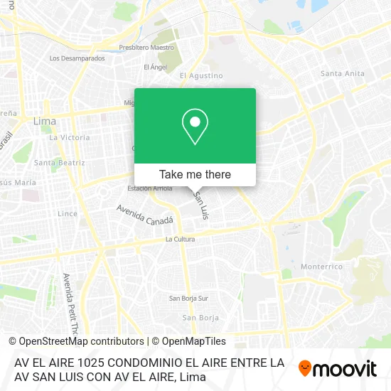 Mapa de AV  EL AIRE 1025 CONDOMINIO EL AIRE  ENTRE LA AV  SAN LUIS CON AV EL AIRE