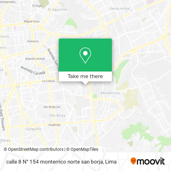 Mapa de calle 8 N° 154 monterrico norte san borja