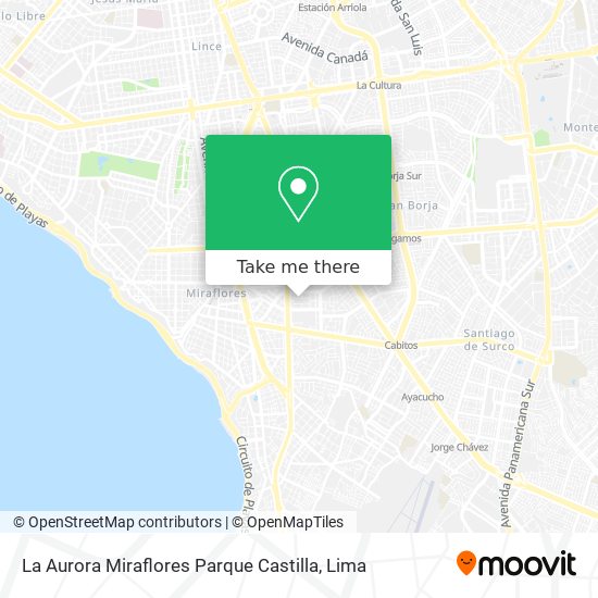 La Aurora Miraflores Parque Castilla map