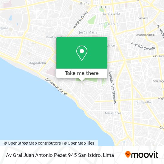 Av  Gral  Juan Antonio Pezet  945  San Isidro map