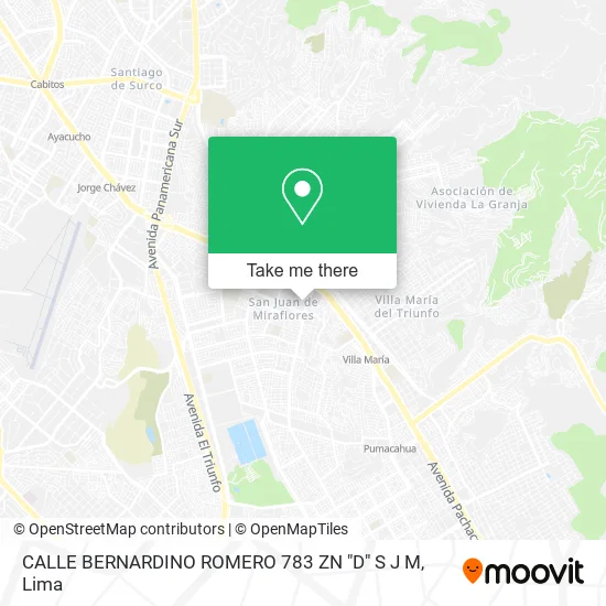 Mapa de CALLE BERNARDINO ROMERO 783 ZN "D" S J M