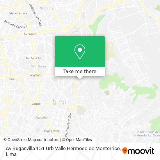 Av  Buganvilla 151   Urb  Valle Hermoso de Monterrico map