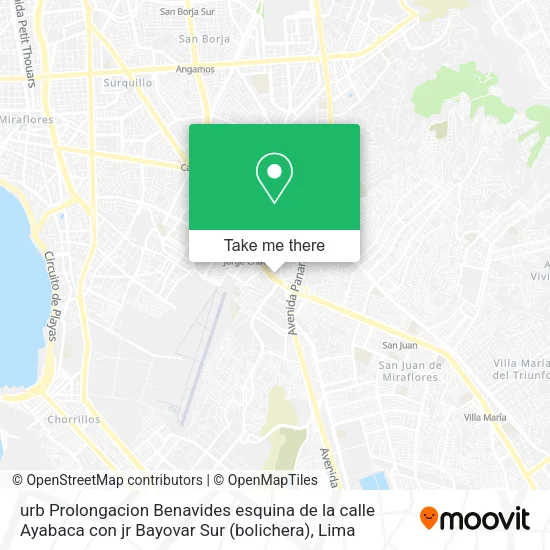 Mapa de urb  Prolongacion Benavides   esquina de la calle Ayabaca con jr  Bayovar Sur (bolichera)