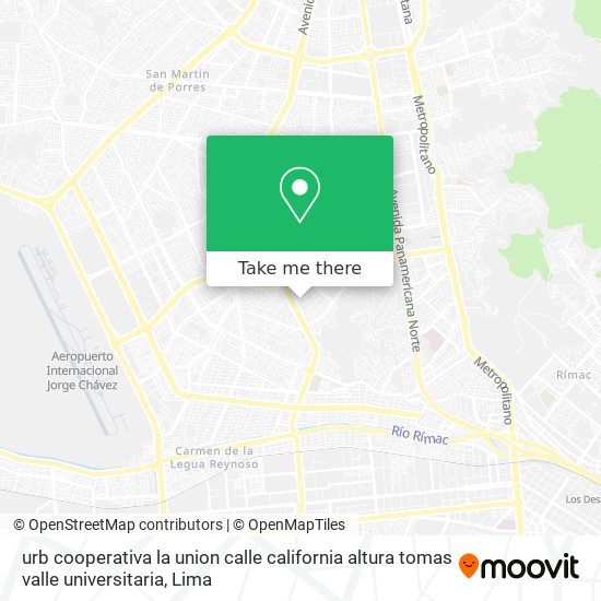 urb  cooperativa la union   calle california   altura tomas valle   universitaria map