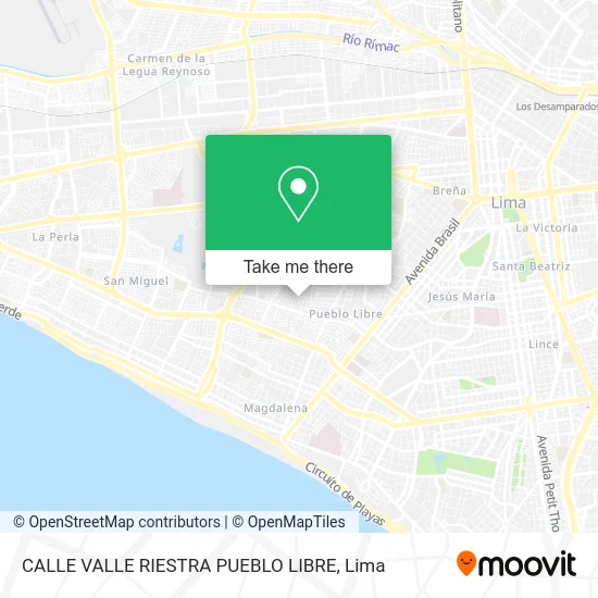 CALLE VALLE RIESTRA   PUEBLO LIBRE map