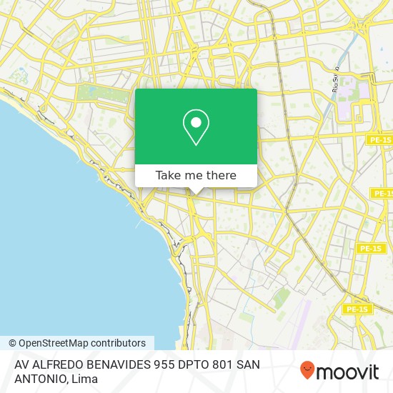 Mapa de AV  ALFREDO BENAVIDES 955 DPTO  801 SAN ANTONIO