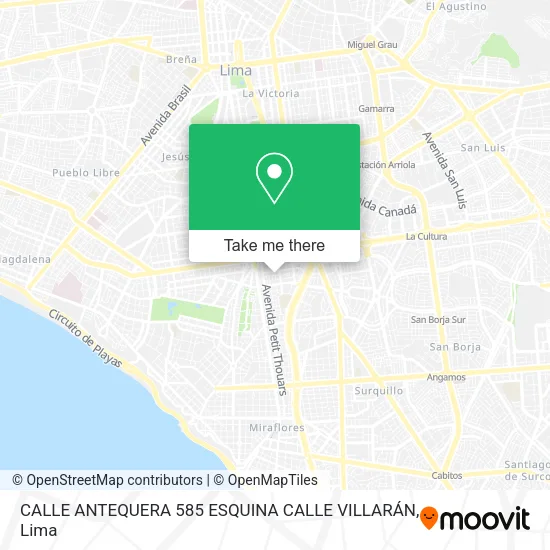 Mapa de CALLE ANTEQUERA 585  ESQUINA CALLE VILLARÁN
