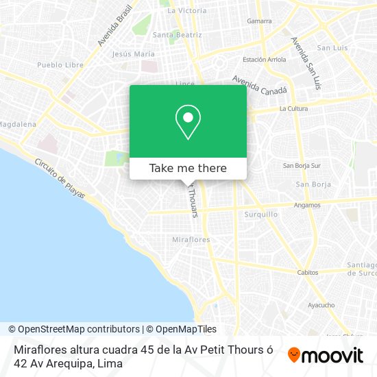 Miraflores altura cuadra 45 de la Av  Petit Thours ó 42 Av  Arequipa map