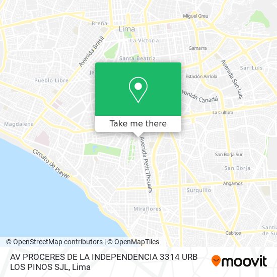 AV  PROCERES DE LA INDEPENDENCIA 3314  URB  LOS PINOS  SJL map