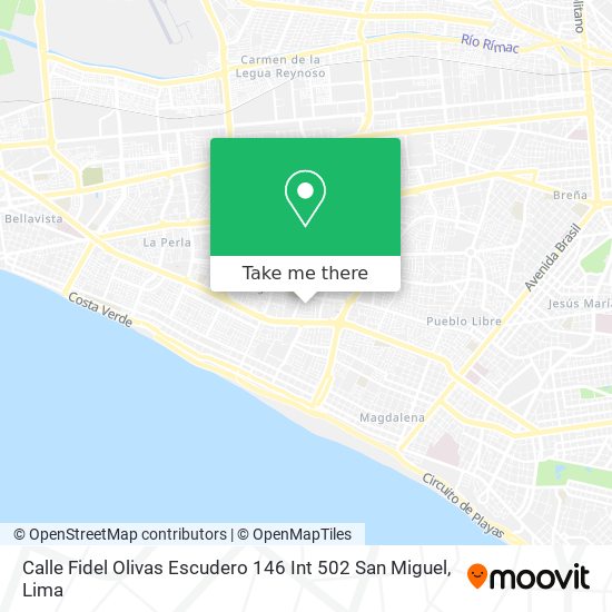 Calle Fidel Olivas Escudero 146 Int 502  San Miguel map