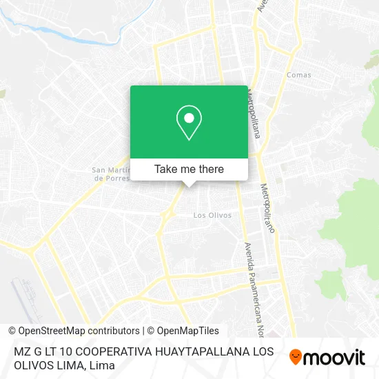 Mapa de MZ G LT 10 COOPERATIVA HUAYTAPALLANA LOS OLIVOS LIMA