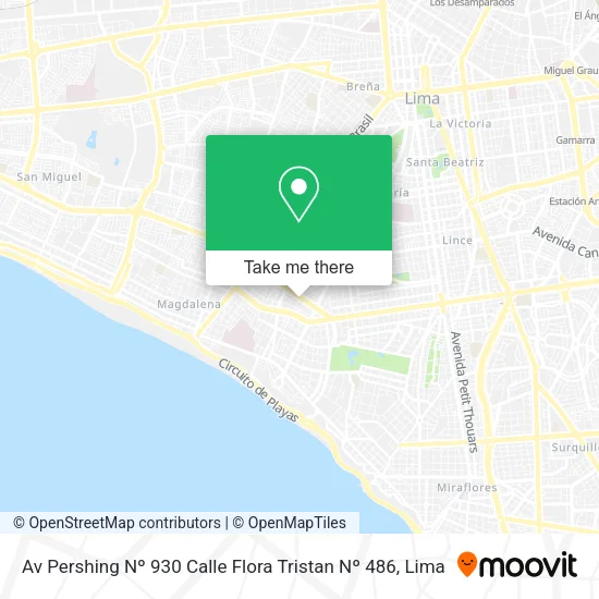Av  Pershing Nº 930   Calle Flora Tristan Nº 486 map