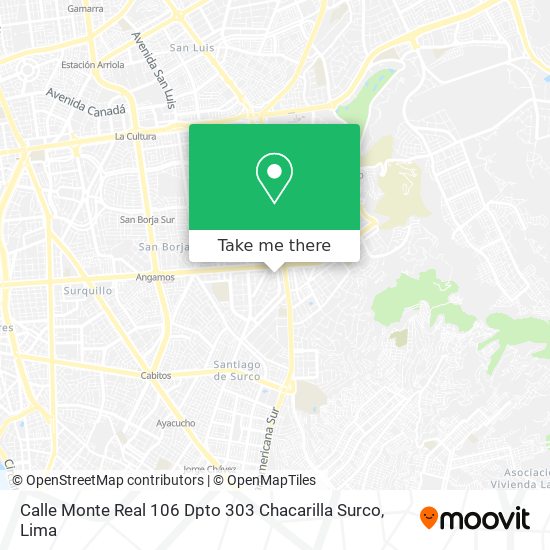 Mapa de Calle Monte Real 106 Dpto 303 Chacarilla Surco