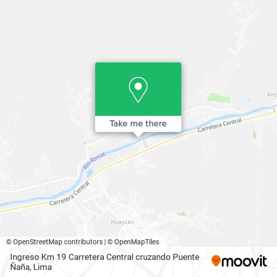 Ingreso Km 19 Carretera Central  cruzando Puente Ñaña map