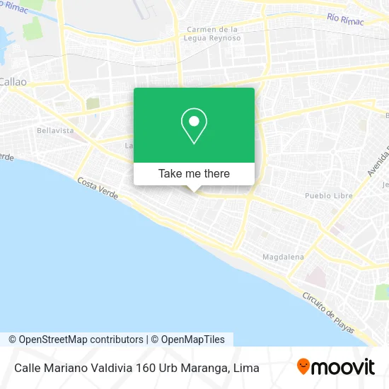 Mapa de Calle Mariano Valdivia 160  Urb  Maranga