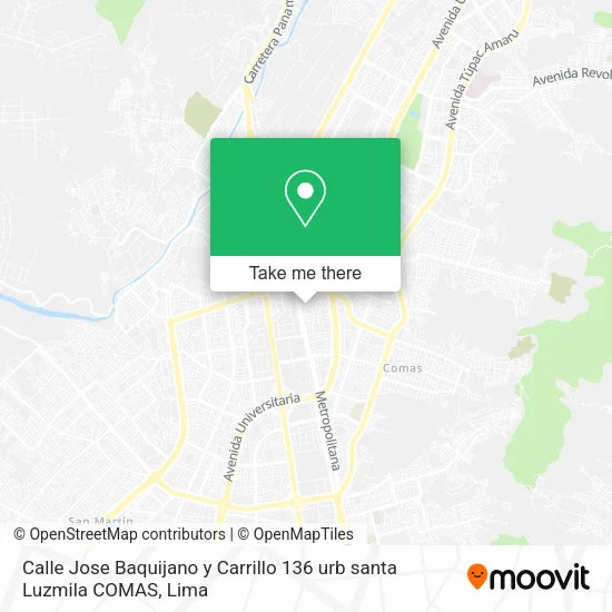 Mapa de Calle  Jose Baquijano y Carrillo 136   urb  santa Luzmila COMAS