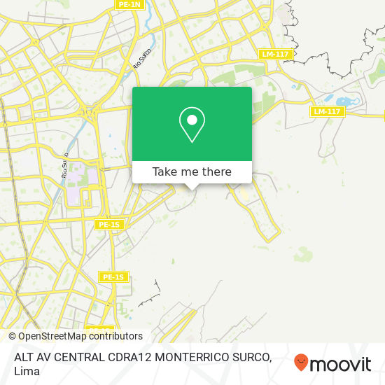 Mapa de ALT AV  CENTRAL CDRA12   MONTERRICO  SURCO