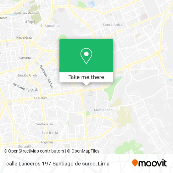 calle Lanceros 197  Santiago de surco map