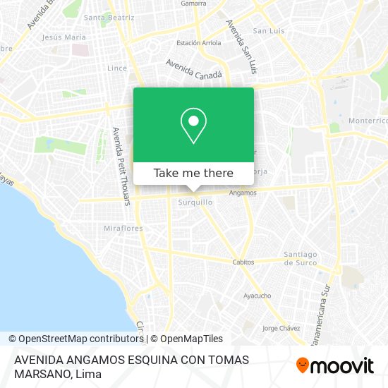 Mapa de AVENIDA ANGAMOS ESQUINA CON TOMAS MARSANO