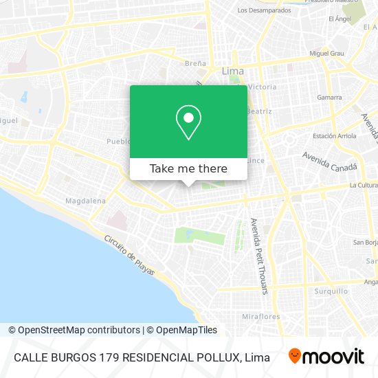 CALLE BURGOS 179 RESIDENCIAL POLLUX map