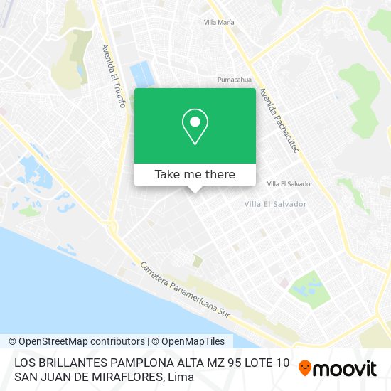 LOS BRILLANTES PAMPLONA ALTA MZ 95 LOTE 10   SAN JUAN DE MIRAFLORES map