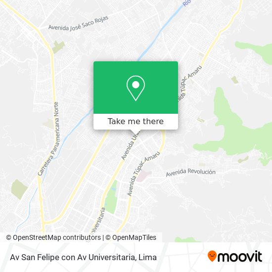 Av San Felipe con Av Universitaria map