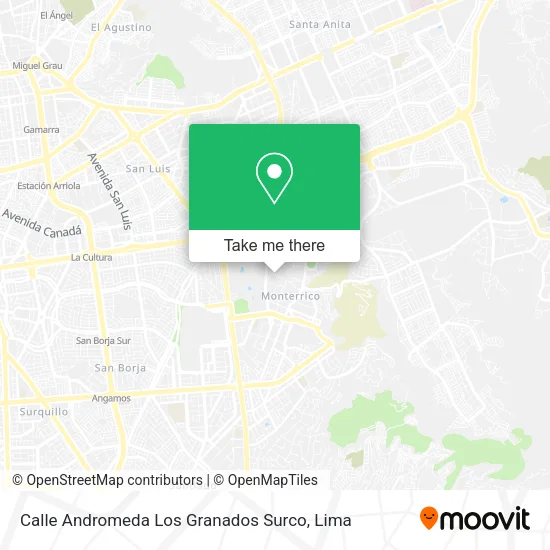 Mapa de Calle Andromeda  Los Granados  Surco
