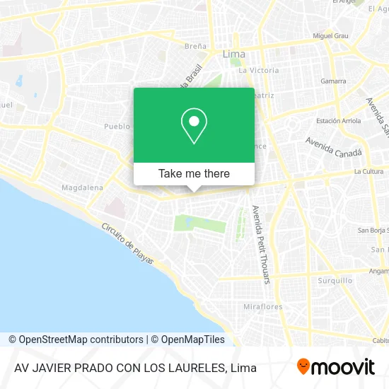 Mapa de AV  JAVIER PRADO CON LOS LAURELES