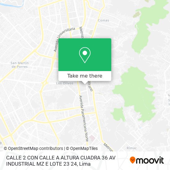 CALLE 2  CON CALLE A  ALTURA CUADRA 36 AV  INDUSTRIAL MZ E  LOTE 23  24 map