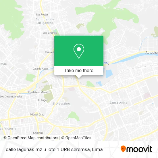 Mapa de calle lagunas mz u lote 1 URB  seremsa