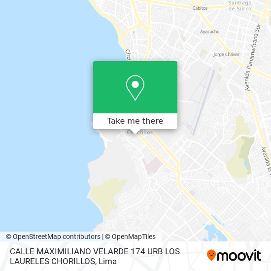 CALLE MAXIMILIANO VELARDE 174 URB  LOS LAURELES CHORILLOS map