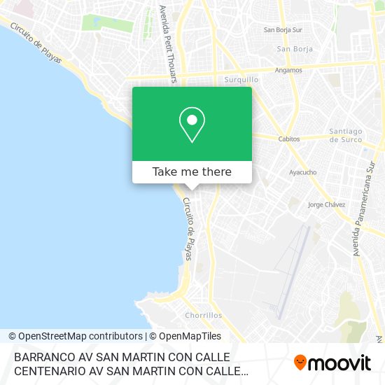 BARRANCO  AV  SAN MARTIN CON CALLE CENTENARIO AV  SAN MARTIN CON CALLE CENTENARIO map