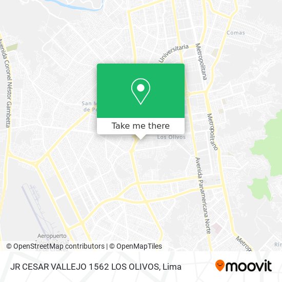 Mapa de JR CESAR VALLEJO 1562 LOS OLIVOS