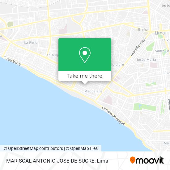 MARISCAL ANTONIO JOSE DE SUCRE map