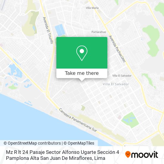 Mz R lt 24 Pasaje  Sector Alfonso Ugarte Sección 4  Pamplona Alta San Juan De Miraflores map