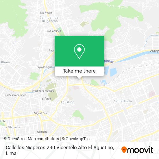 Mapa de Calle los Nísperos 230  Vicentelo Alto El Agustino